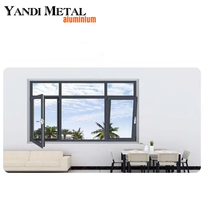 Yandi Factory المبيعات المباشرة تصميم احترافي لنافذة عازلة من الألومنيوم بزجاج مزدوج