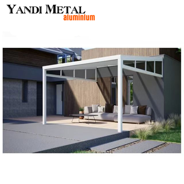 شرفة كهربائية مخصصة في الهواء الطلق مصاريع كهربائية مقاومة للماء سقف عريشة من الألومنيوم الحيوي مصاريع خارجية مقاومة للماء